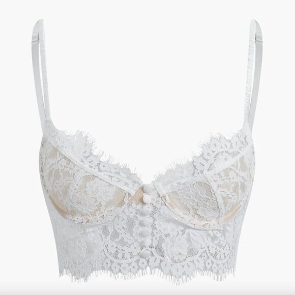 COMMENSE - NWT Size XS Double Hook Lace Crop Corset Top - White - Picture 2 of 5